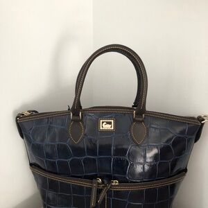 Dooney & Bourke Dark Blue Crocodile-Embossed Tote